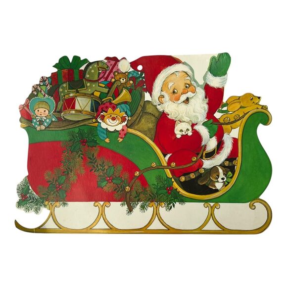 VTG Christmas Die Cut Eureka Cardboard Double Sided Decoration Lot of 5 Kitsch - Picture 2 of 13
